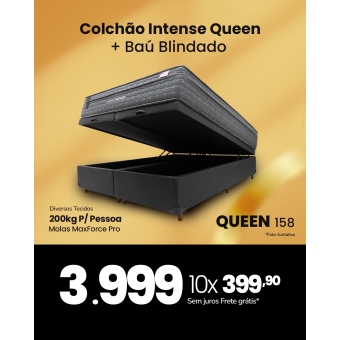 Kit Colchao Intense 158 + Bau 158  Veludo Grafite