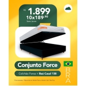 Colchão Force + Baú Casal - Veludo Preto