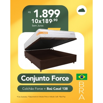 Kit Colchão Force Casal + Baú Pop