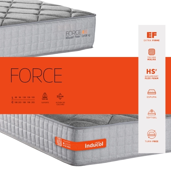 Colchao Solteiro Inducol Force 88x188 - Cinza