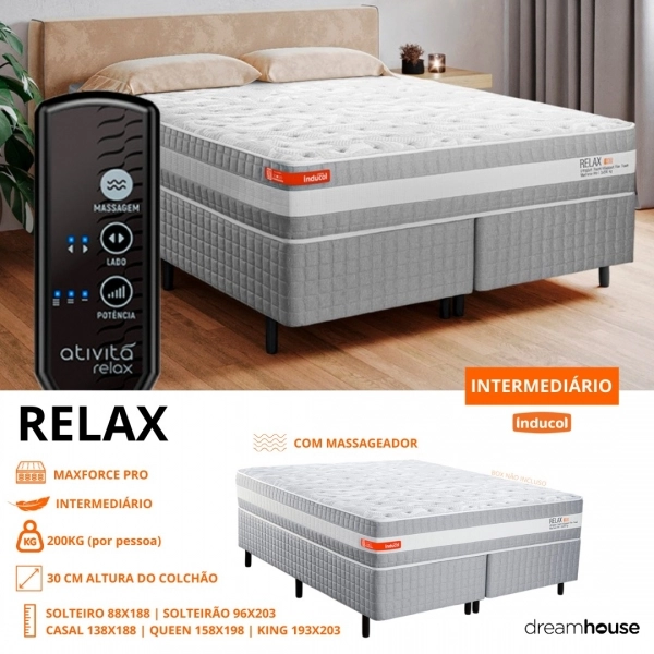 Colchao Solteiro Inducol Com Massageador 096x203 - Cinza/branco