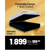 Kit Colchão Force Casal + Baú Pop - Veludo Preto