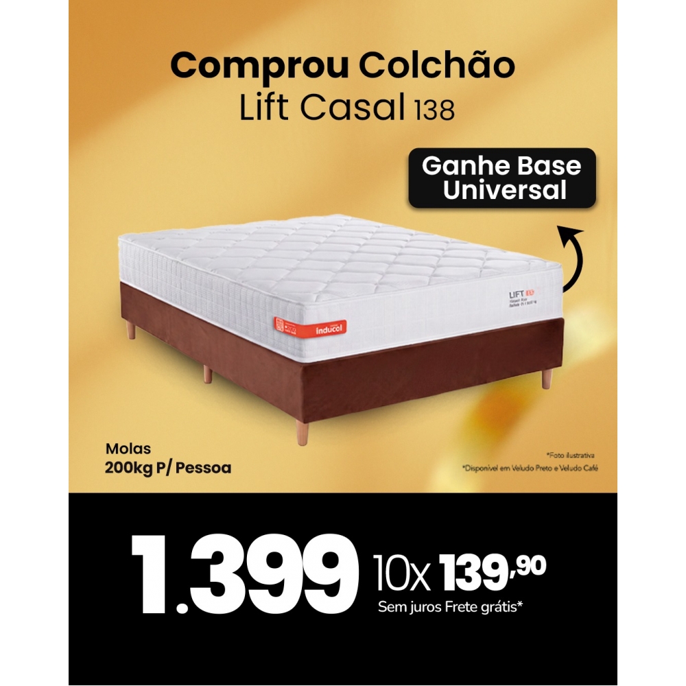 Kit Colchao Casal Inducol Lift 138 + Box Univ Boucle Alpes 10 Cinza - VELUDO CAFE