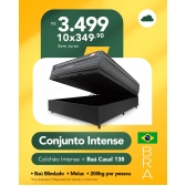 Kit Colchão Intense Casal + Baú Blindado - CORINO PRETO