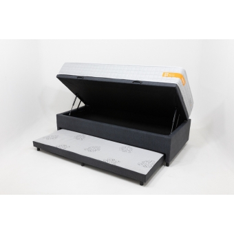 Colchão Solteiro Force + Bau 3x1 Viena Com Auxiliar