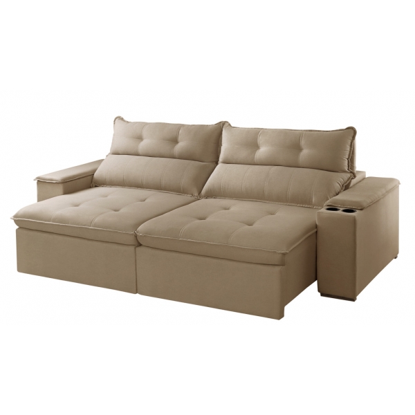 Sofá Austrália - Veludo Bege - TAM 2,90