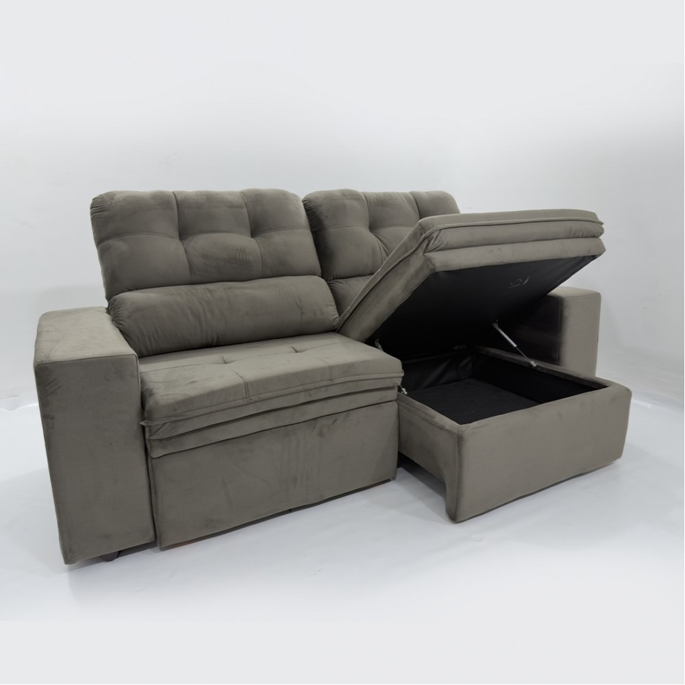 Sofa Roma C/bau - Veludo 530 Marrom