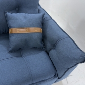 Sofá Creta Com Couro - Cor 28 Linho Azul