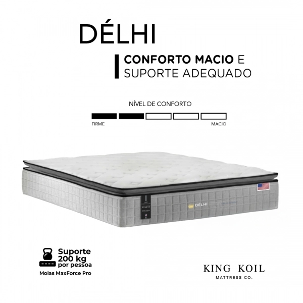 Colchao Casal King Koil Delhi 138x188 - Cinza