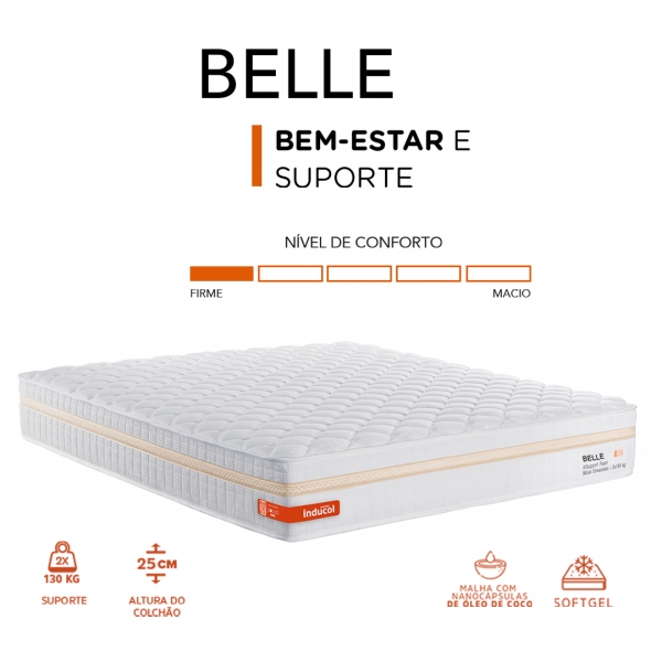 Colchao Casal Inducol Belle 128x188 - Branco