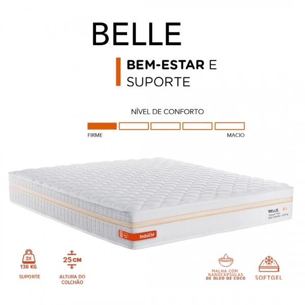 Colchao Casal Inducol Belle 128x188 - Branco