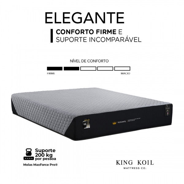 Colchao Casal King Koil Xl Elegant 138x188 - Preto