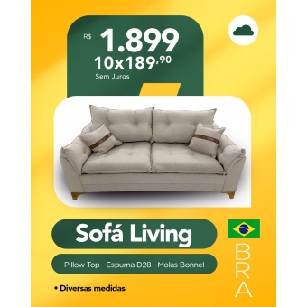 Sofá Living Creta Com Couro