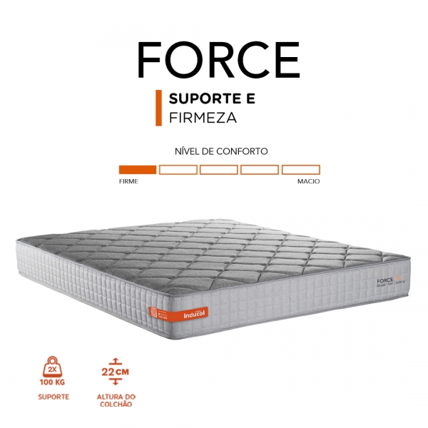 Colchao Solteiro Inducol Force 88x188 - Cinza