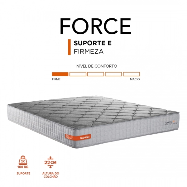 Colchao Solteiro Inducol Force 88x188 - Cinza