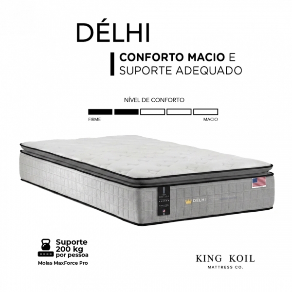 Colchão Solteirão King Koil Delhi 96x203 - Cinza