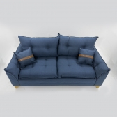 Sofá Creta Com Couro - Cor 28 Linho Azul