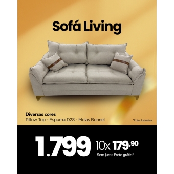 Sofá Living Creta Com Couro