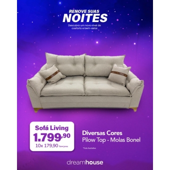 Sofá Living Creta Com Couro