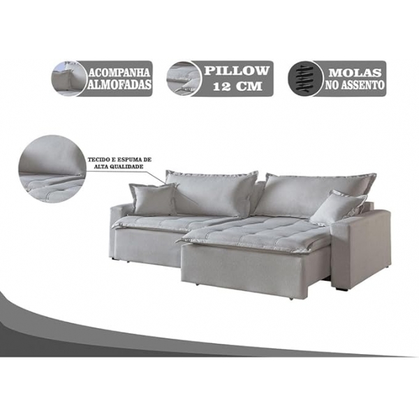 SOFA CAMA BELIZE - Linho Cinza