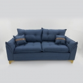 Sofá Creta Com Couro - Cor 28 Linho Azul