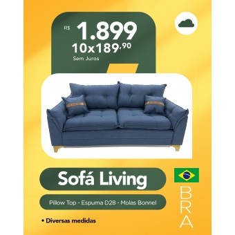 Sofá Living Creta Com Couro
