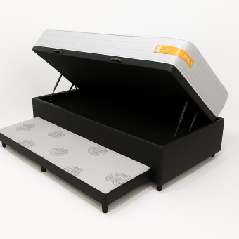 Colchão Solteiro Force + Bau 3x1 Viena Com Auxiliar