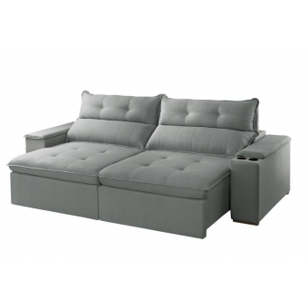 Sofá Austrália - Veludo Cinza- TAM 2,90