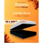 Colchão Force + Baú Casal - Veludo Preto