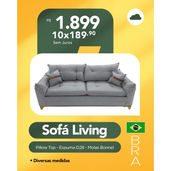 Sofá Living Creta Com Couro