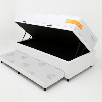 Colchão Solteiro Force + Bau 3x1 Viena Com Auxiliar